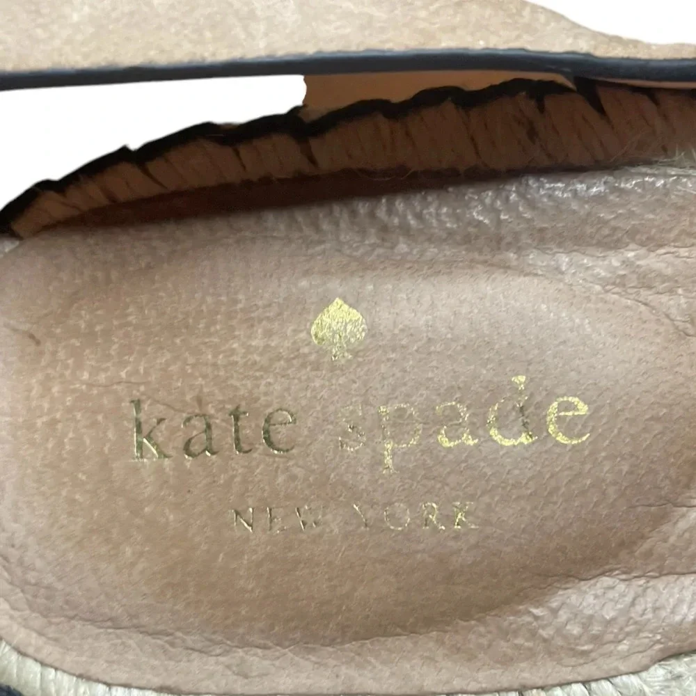 KATE SPADE FELIPA LEATHER Espadrilles Wedge Sandal Slingback  PEANUT Tan 9.5M
